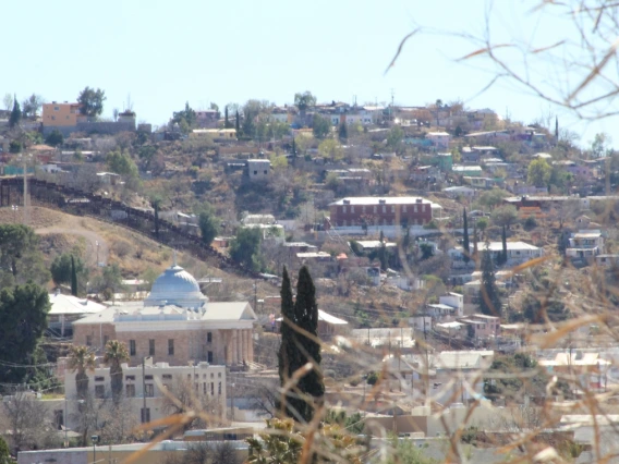 The barrier marking the U.S.-Mexico border, seen from Nogales, Arizona.