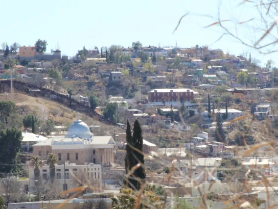 The barrier marking the U.S.-Mexico border, seen from Nogales, Arizona.